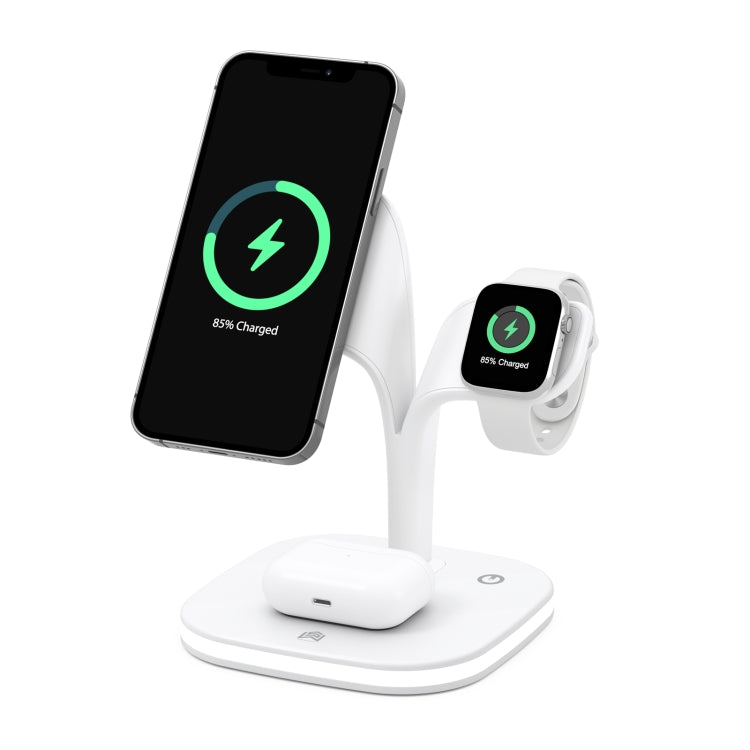 YM-UD22 15W 5 in 1 Magnetic Wireless Charger with Stand Function(White) - free shipping - PMC Jewellery - Order now!