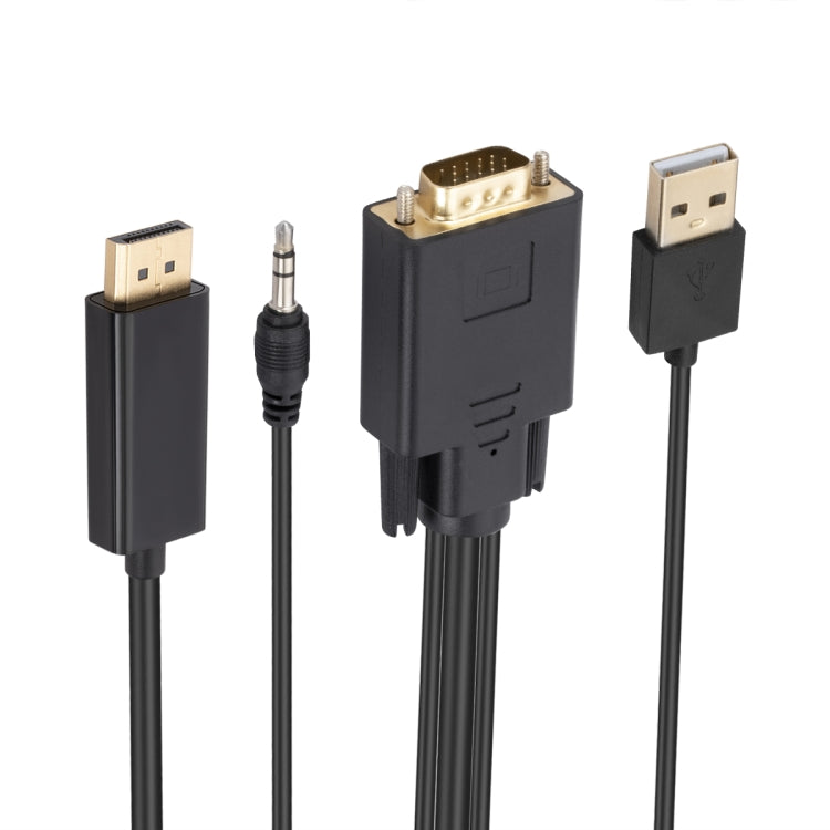 VGA to DisplayPort Adapter Cable with Audio Band Power Supply, Length: 1.8m(Black) - Cable by PMC Jewellery | Online Shopping South Africa | PMC Jewellery | Buy Now Pay Later Mobicred