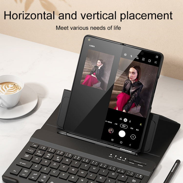 For Samsung Galaxy Z Fold4 5G Magnetic Folding Bluetooth Keyboard Leather Case(Dark Green) - Samsung Keyboard by PMC TechLife | Online Shopping South Africa | PMC TechLife