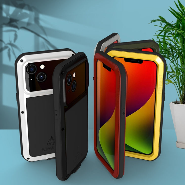 For iPhone 14 LOVE MEI Metal Shockproof Life Waterproof Dustproof Phone Case(Silver) - iPhone 14 Cases by LOVE MEI | Online Shopping South Africa | PMC TechLife | Buy Now Pay Later Mobicred