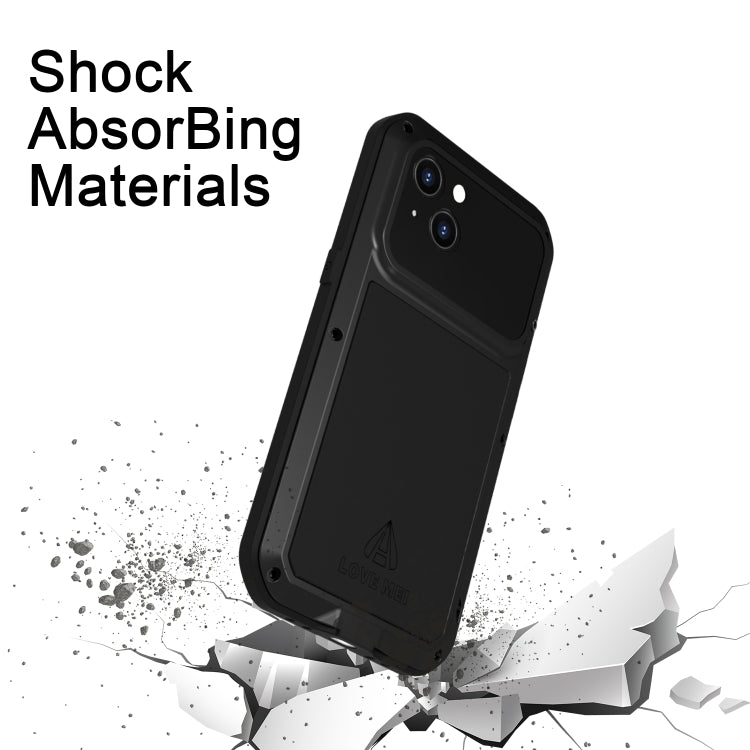 For iPhone 14 LOVE MEI Metal Shockproof Life Waterproof Dustproof Phone Case(Silver) - iPhone 14 Cases by LOVE MEI | Online Shopping South Africa | PMC TechLife | Buy Now Pay Later Mobicred