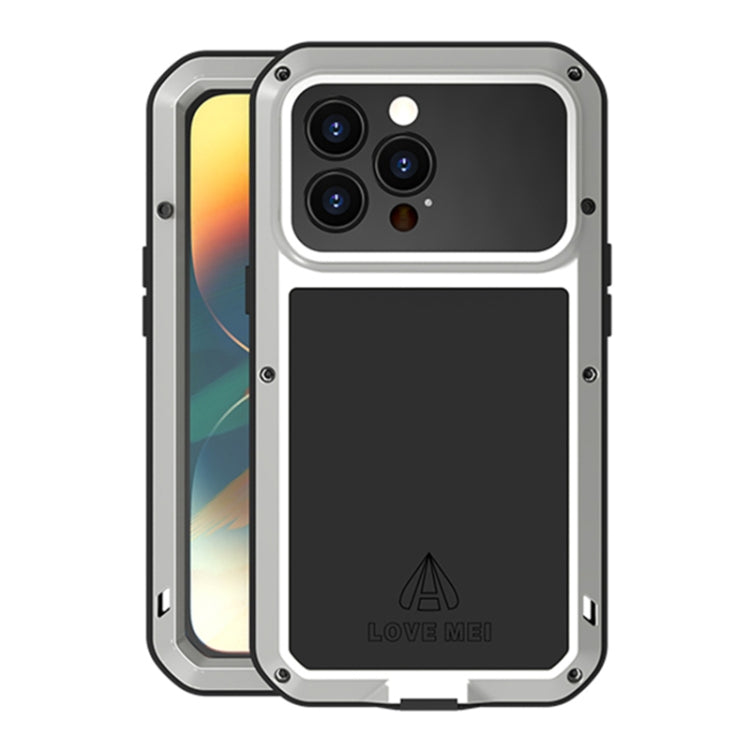 For iPhone 14 Pro LOVE MEI Metal Shockproof Life Waterproof Dustproof Phone Case(Silver) - free shipping - PMC TechLife - Order now!