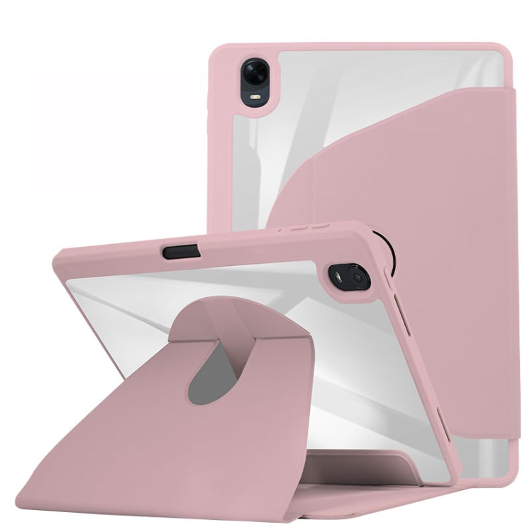 For OPPO Pad 11 2022 Acrylic 360 Degree Rotation Holder Tablet Leather Case(Baby Pink) - OPPO by PMC TechLife | Online Shopping South Africa | PMC TechLife | Buy Now Pay Later Mobicred