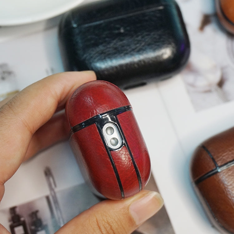 For AirPods Pro 2 Wireless Earphone Leather Shockproof Protective Case(Dark Brown) - For AirPods Pro 2 by PMC Jewellery | Online Shopping South Africa | PMC Jewellery | Buy Now Pay Later Mobicred