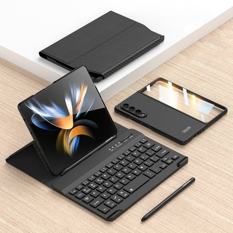 For Samsung Galaxy Z Fold3 5G Magnetic Folding Bluetooth Keyboard Leather Case(Carbon Fiber) - Samsung Keyboard by PMC TechLife | Online Shopping South Africa | PMC TechLife