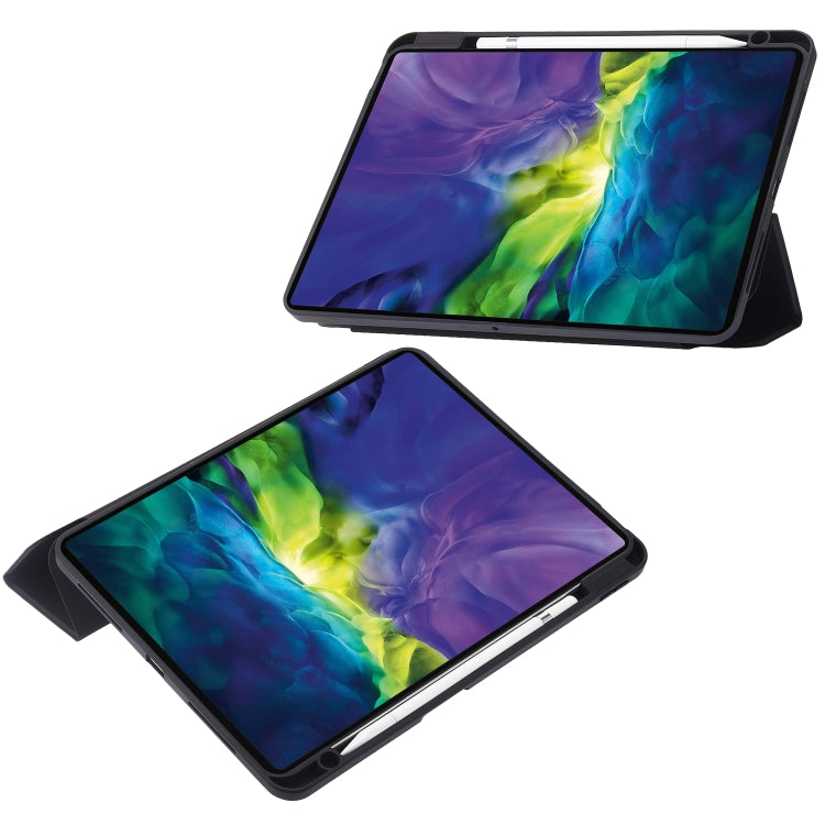 For iPad Air 13 2025 / 2024 / Pro 12.9 2022 3-Fold 360 Rotation Acrylic Leather Smart Tablet Case(Black) - iPad Pro 12.9 (2022/2021) Cases by PMC TechLife | Online Shopping South Africa | PMC TechLife | Buy Now Pay Later Mobicred