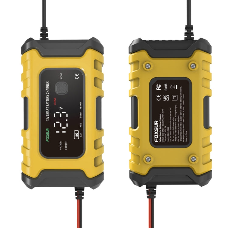 FOXSUR 6A 12V Motorcycle / Car Smart Battery Charger, Plug Type:US Plug(Yellow) - free shipping - PMC TechLife - Order now!