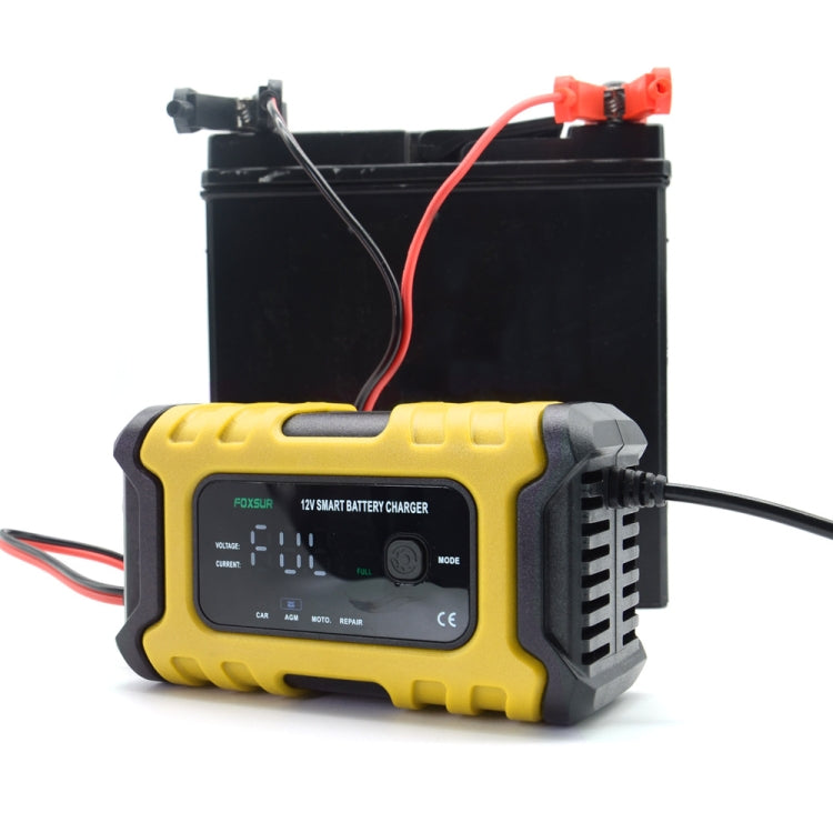 FOXSUR 6A 12V Motorcycle / Car Smart Battery Charger, Plug Type:EU Plug(Yellow) - free shipping - PMC TechLife - Order now!