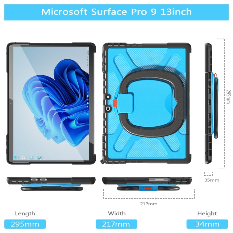 For MicroSoft Surface Pro 9 / 10 / 11 Handle Rotatable Kickstand Shockproof Tablet Case(Blue) - Others by PMC TechLife | Online Shopping South Africa | PMC TechLife | Buy Now Pay Later Mobicred