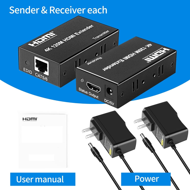 4K HDMI to RJ45 Network Extender, Transmission Distance: 120m(EU Plug) - free shipping - PMC Jewellery - Order now!