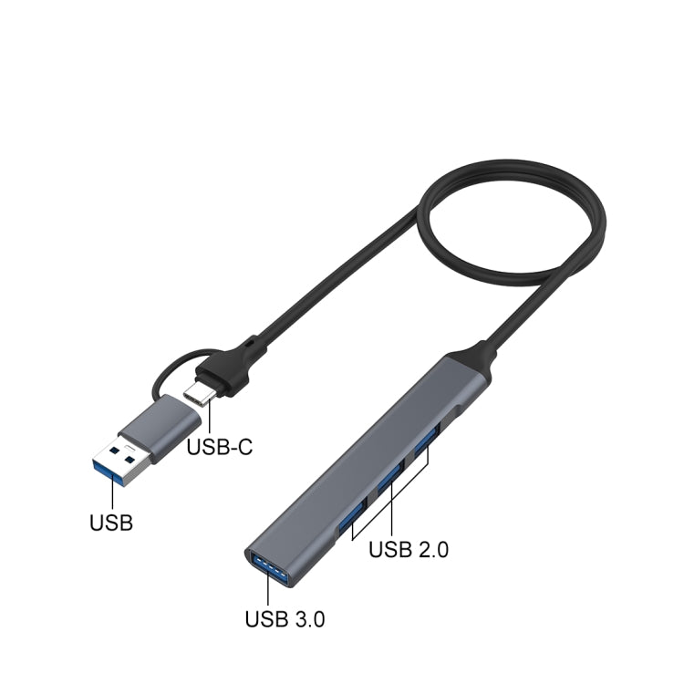 Onten OT-UCA9701 2 in 1 4-port Portable Multifunctional HUB Docking Station - USB HUB by Onten | Online Shopping South Africa | PMC TechLife | Buy Now Pay Later Mobicred