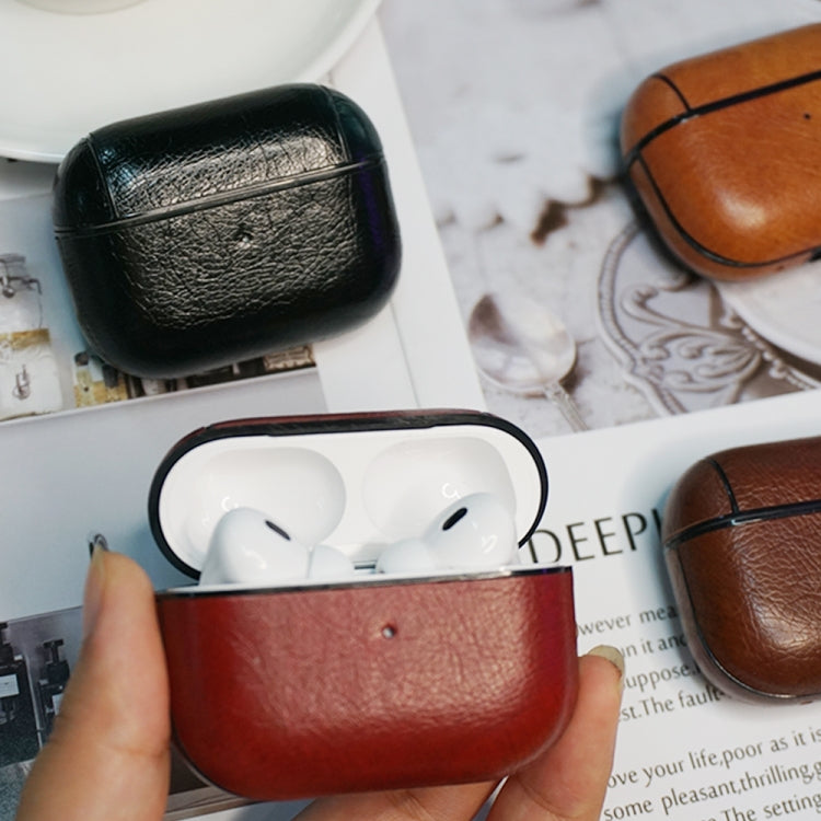 For AirPods Pro 2 Wireless Earphone Leather Shockproof Protective Case with Lanyard(Dark Brown) - For AirPods Pro 2 by PMC Jewellery | Online Shopping South Africa | PMC Jewellery | Buy Now Pay Later Mobicred