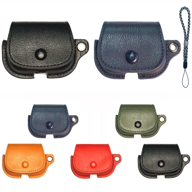 For AirPods 1 / 2 Backpack Style PU Leather Earphone Protective Case with Lanyard(Dark Blue) - For AirPods 1/2 by PMC Jewellery | Online Shopping South Africa | PMC Jewellery | Buy Now Pay Later Mobicred