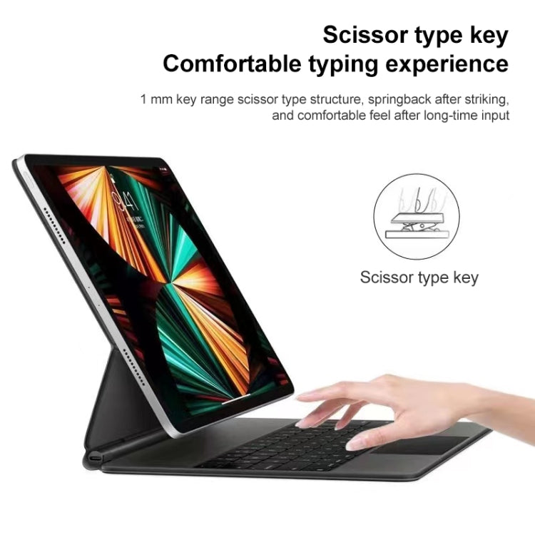 For iPad Pro 12.9 inch 2021/2020/2018 BP129 luetooth Keyboard Leather Case with Touch Pad(Black) - For iPad Pro by PMC TechLife | Online Shopping South Africa | PMC TechLife
