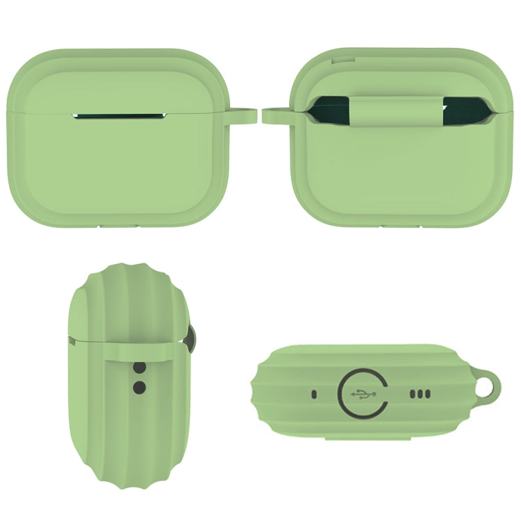 For AirPods Pro 2 Striped Shockproof Earphone Case(Matcha Green) - For AirPods Pro 2 by PMC Jewellery | Online Shopping South Africa | PMC Jewellery | Buy Now Pay Later Mobicred