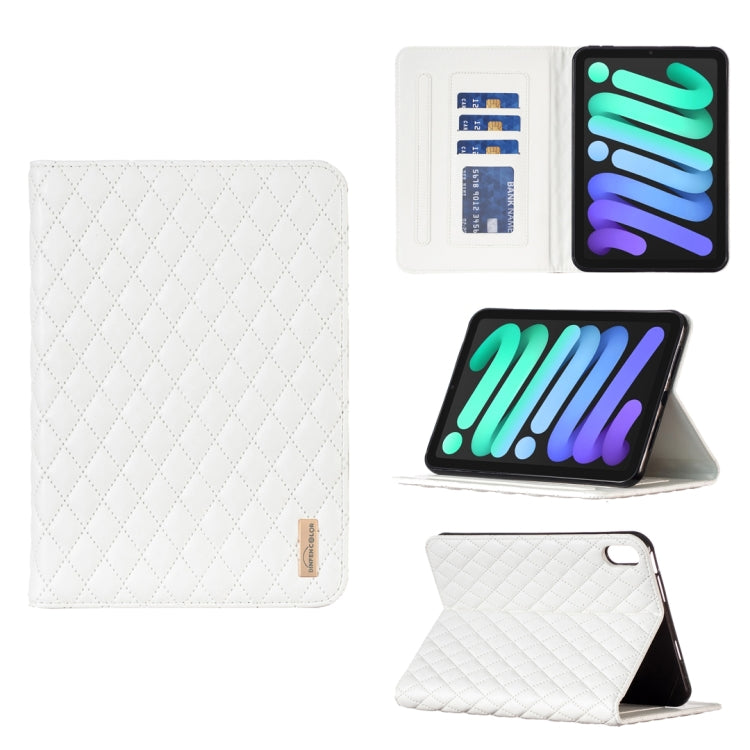 For iPad mini 6 Elegant Rhombic Texture Horizontal Flip Leather Tablet Case(White) - iPad mini 6 Cases by PMC TechLife | Online Shopping South Africa | PMC TechLife