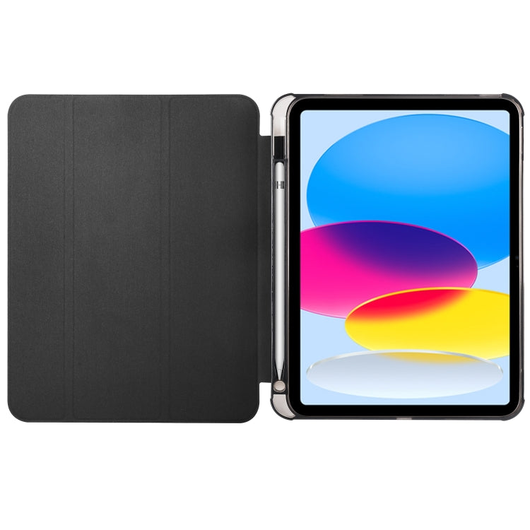 For iPad 10th Gen 10.9 2022 Four-corner Airbag Shockproof Three-fold Tablet Leather Case(Black) - iPad 10th Gen 10.9 Cases by PMC TechLife | Online Shopping South Africa | PMC TechLife