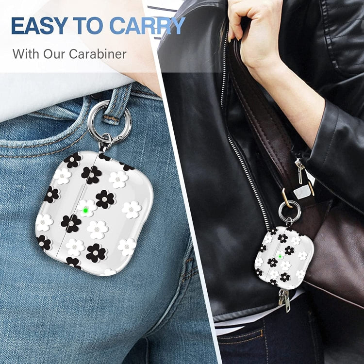For AirPods 3 Glitter Four-color Flower Earphone Protective Case(Black White) - For AirPods 3 by PMC Jewellery | Online Shopping South Africa | PMC Jewellery | Buy Now Pay Later Mobicred