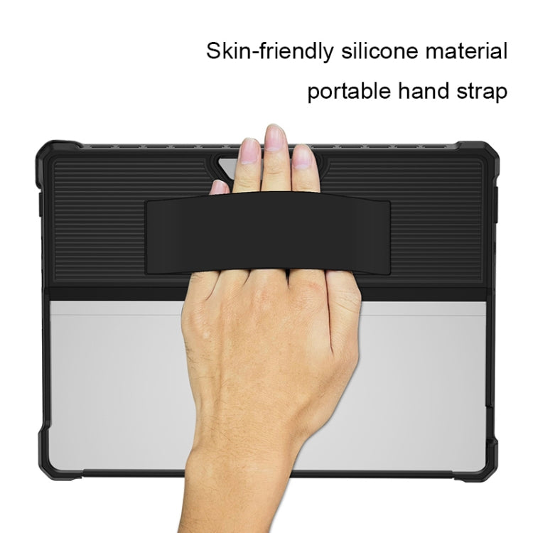 For Microsoft Surface Pro 8 Striped Hollow Tablet Case with Holder Cover(Black) - Others by PMC TechLife | Online Shopping South Africa | PMC TechLife | Buy Now Pay Later Mobicred