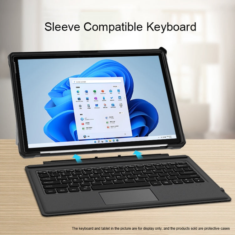 For Microsoft Surface Pro 8 Striped Hollow Tablet Case with Holder Cover and Shoulder Strap(Black) - Others by PMC TechLife | Online Shopping South Africa | PMC TechLife | Buy Now Pay Later Mobicred