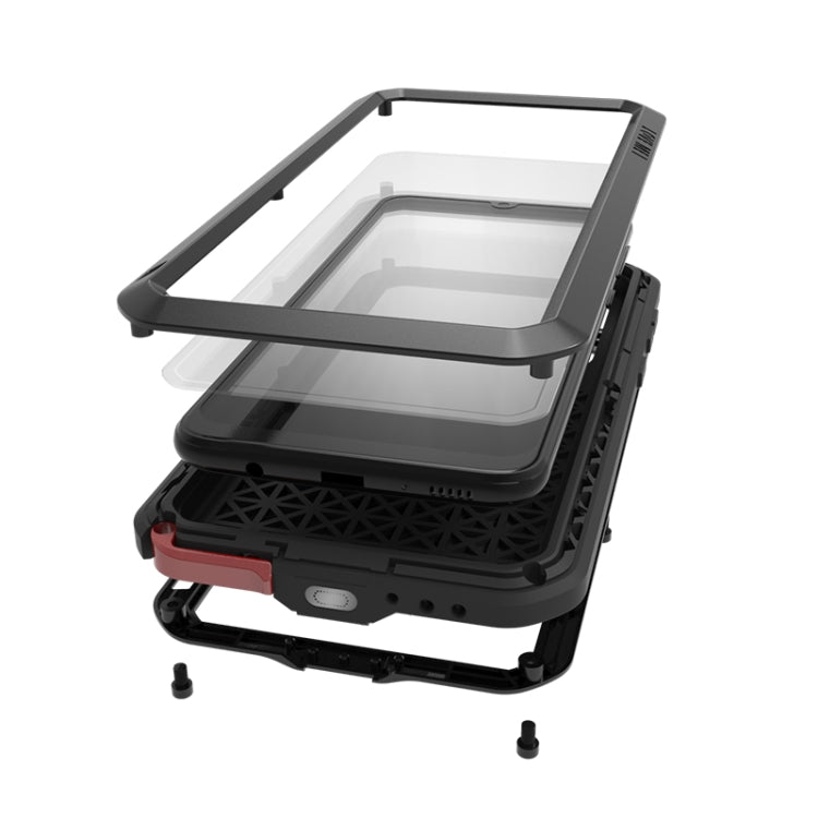 For Galaxy A40s LOVE MEI Metal Shockproof Waterproof Dustproof Protective Case(Black) - free shipping - PMC TechLife - Order now!