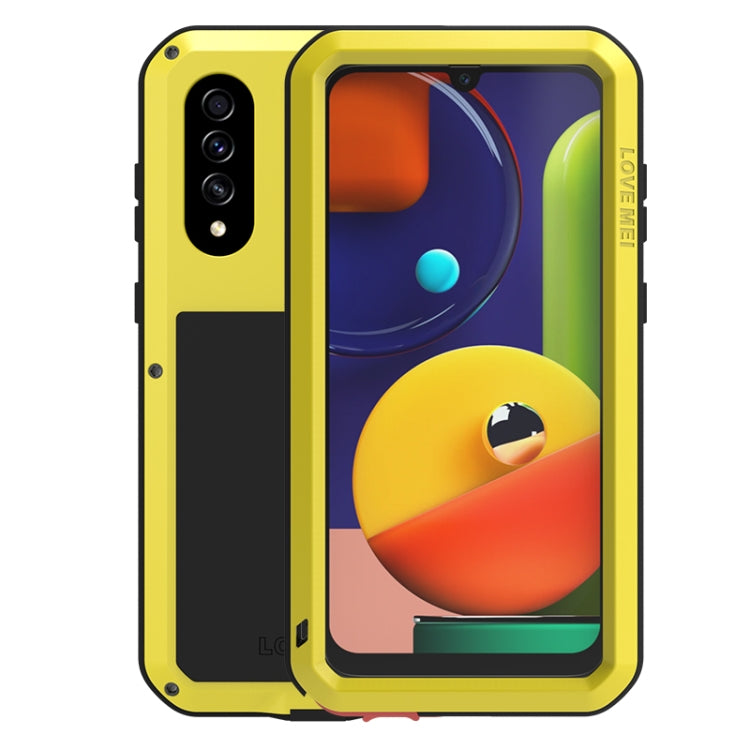 For Galaxy A50s LOVE MEI Metal Shockproof Waterproof Dustproof Protective Case(Yellow) - free shipping - PMC TechLife - Order now!
