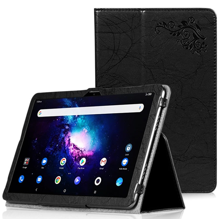 For TCL Tab Pro 5G Flower Embossed Leather Tablet Case with Holder(Black) - Others by PMC TechLife | Online Shopping South Africa | PMC TechLife | Buy Now Pay Later Mobicred