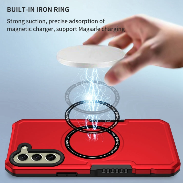 For Samsung Galaxy S21 FE 5G MagSafe Shockproof Armor Phone Case(Red) - Galaxy Phone Cases by PMC TechLife | Online Shopping South Africa | PMC TechLife