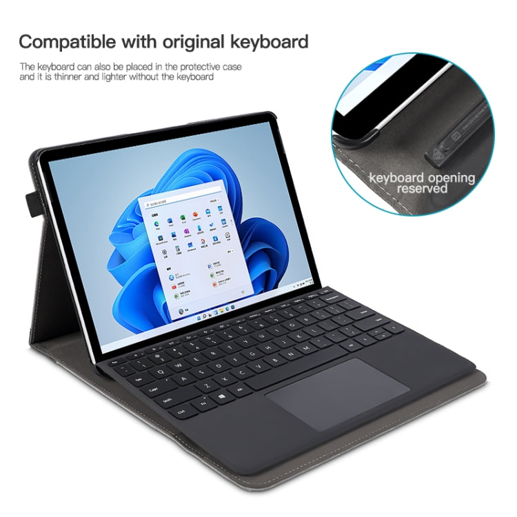 For Microsoft Surface Pro 8 Cloth Texture Stitching Leather Tablet Case(Black Grey) - Others by PMC TechLife | Online Shopping South Africa | PMC TechLife | Buy Now Pay Later Mobicred