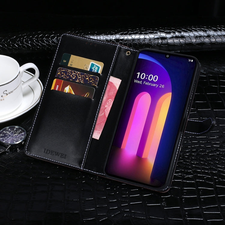 For LG V60 ThinQ idewei Crocodile Texture Horizontal Flip Leather Case with Holder & Card Slots & Wallet(Black) - LG Cases by idewei | Online Shopping South Africa | PMC Jewellery | Buy Now Pay Later Mobicred