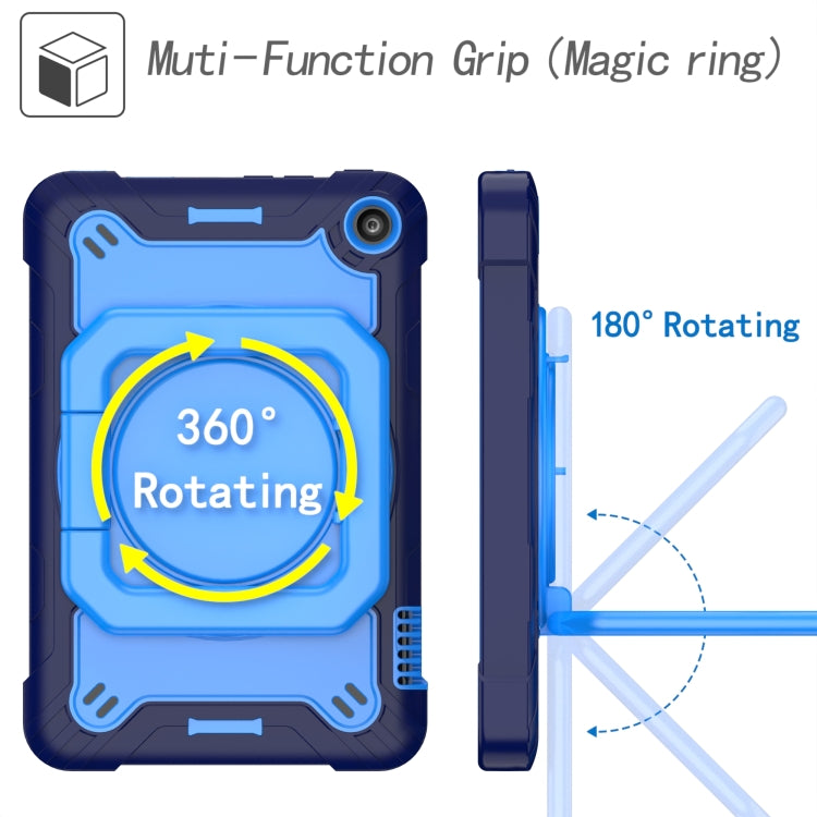 For Amazon Kindle Fire 7 2022 Silicone + PC Bracelet Holder Tablet Case(Navy Blue + Blue) - free shipping - PMC TechLife - Order now!