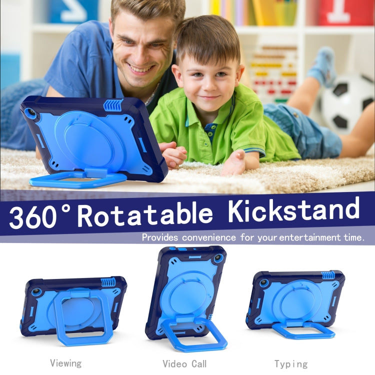 For Amazon Kindle Fire 7 2022 Silicone + PC Bracelet Holder Tablet Case(Navy Blue + Blue) - free shipping - PMC TechLife - Order now!