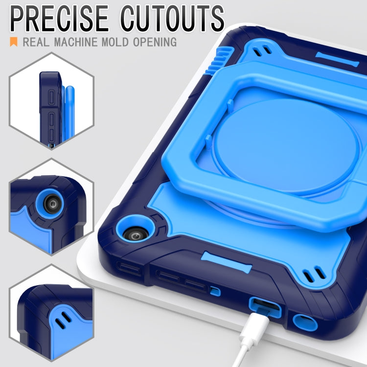 For Amazon Kindle Fire 7 2022 Silicone + PC Bracelet Holder Tablet Case(Navy Blue + Blue) - free shipping - PMC TechLife - Order now!