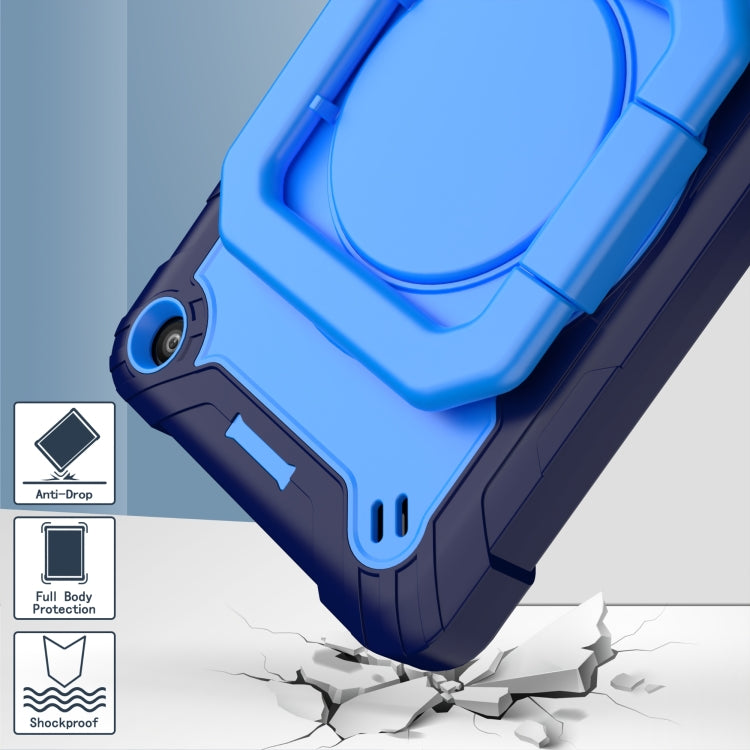 For Amazon Kindle Fire 7 2022 Silicone + PC Bracelet Holder Tablet Case(Navy Blue + Blue) - free shipping - PMC TechLife - Order now!