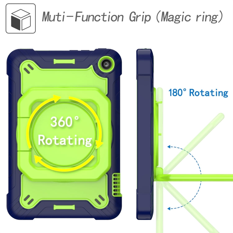 For Amazon Kindle Fire 7 2022 Silicone + PC Bracelet Holder Tablet Case(Navy Blue + Yellow Green) - Amazon by PMC TechLife | Online Shopping South Africa | PMC TechLife | Buy Now Pay Later Mobicred