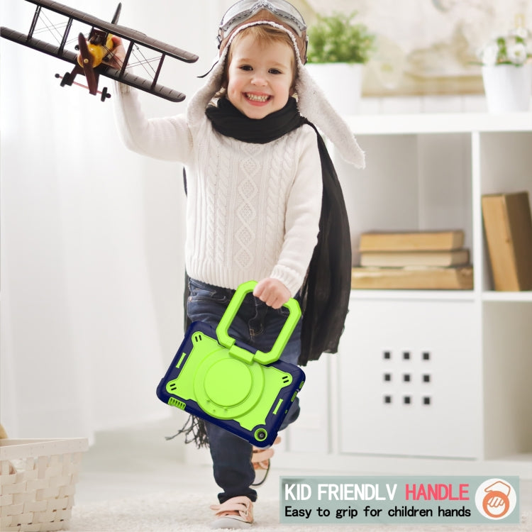 For Amazon Kindle Fire 7 2022 Silicone + PC Bracelet Holder Tablet Case(Navy Blue + Yellow Green) - Amazon by PMC TechLife | Online Shopping South Africa | PMC TechLife | Buy Now Pay Later Mobicred