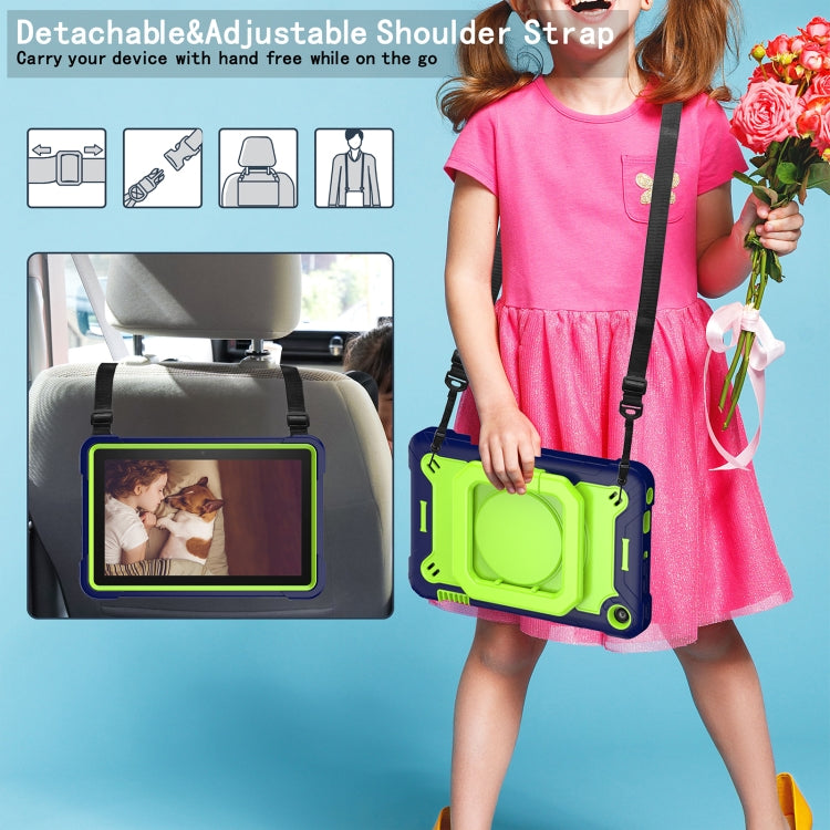 For Amazon Kindle Fire 7 2022 Silicone + PC Bracelet Holder Tablet Case(Navy Blue + Yellow Green) - Amazon by PMC TechLife | Online Shopping South Africa | PMC TechLife | Buy Now Pay Later Mobicred