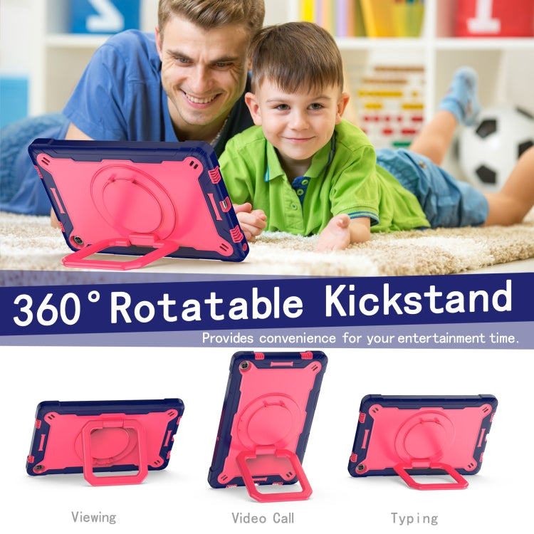 For Lenovo Tab M10 Plus 10.6 3rd Gen 2022 Silicone + PC Bracelet Holder Tablet Case(Navy Blue + Rose Red) - Lenovo by PMC TechLife | Online Shopping South Africa | PMC TechLife | Buy Now Pay Later Mobicred