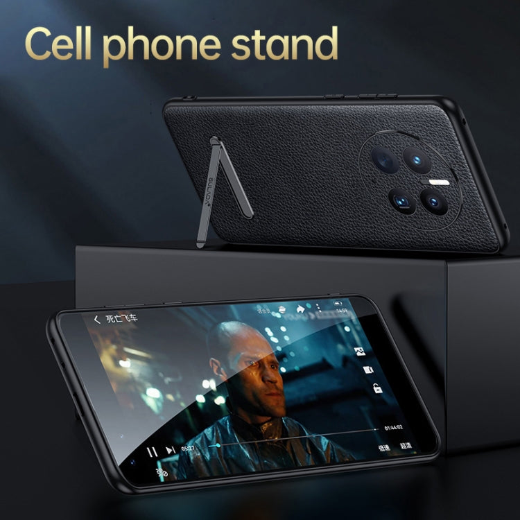 For Huawei Mate 50 Pro SULADA Invisible Bracket Leather Back Cover Phone Case(Black) - free shipping - PMC TechLife - Order now!