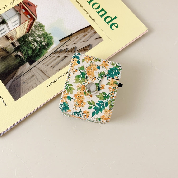 For AirPods Pro 2 PU Leather Wireless Earphone Case(Yellow Flower) - For AirPods Pro 2 by PMC Jewellery | Online Shopping South Africa | PMC Jewellery | Buy Now Pay Later Mobicred