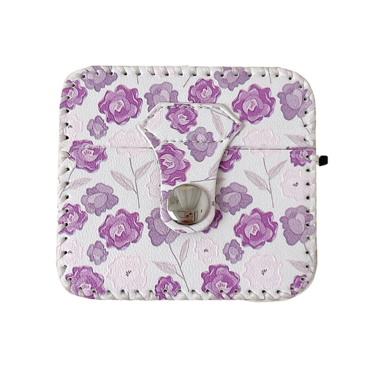 For AirPods 3 PU Leather Wireless Earphone Case(Purple Flowers) - For AirPods 3 by PMC Jewellery | Online Shopping South Africa | PMC Jewellery | Buy Now Pay Later Mobicred