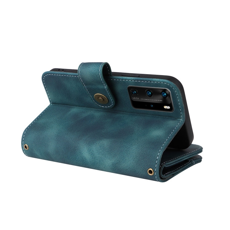 For Huawei P40 Pro Multifunctional Card Slot Zipper Wallet Leather Phone Case(Blue) - Huawei Cases by PMC TechLife | Online Shopping South Africa | PMC TechLife | Buy Now Pay Later Mobicred