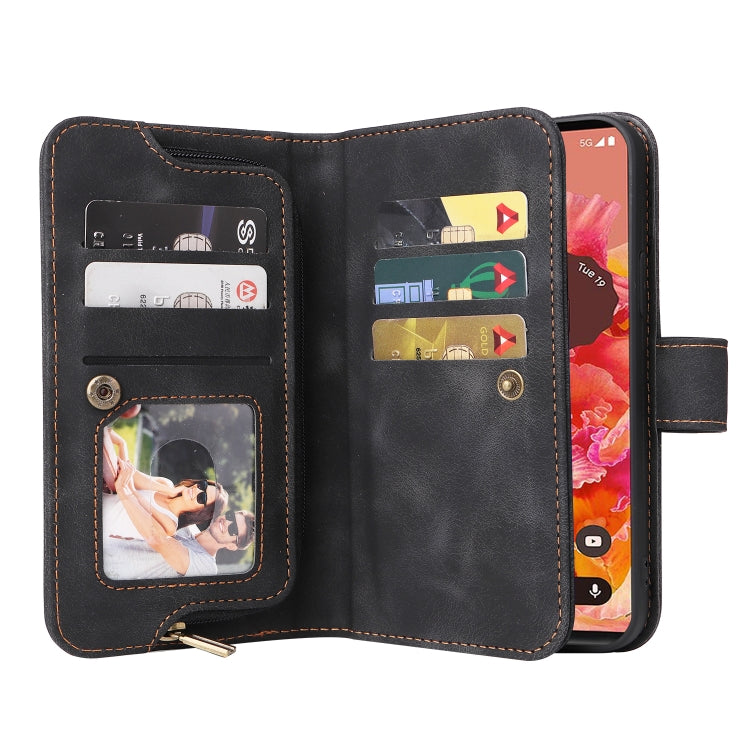 For Google Pixel 6 Pro Multifunctional Card Slot Zipper Wallet Leather Phone Case(Black) - Google Cases by PMC TechLife | Online Shopping South Africa | PMC TechLife | Buy Now Pay Later Mobicred