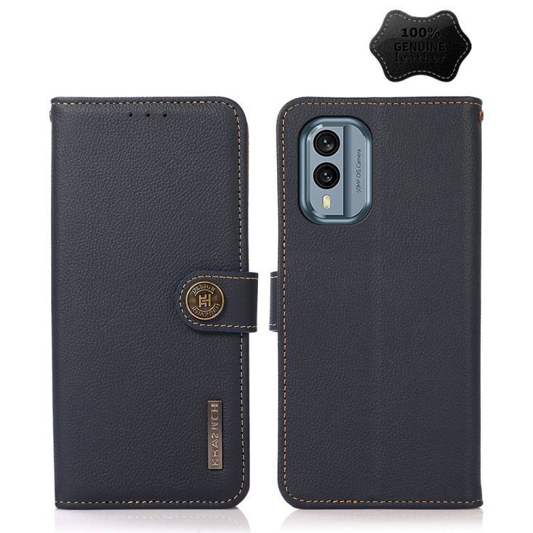 For Nokia X30 5G KHAZNEH Custer Genuine Leather RFID Phone Case(Blue) - free shipping - PMC TechLife - Order now!