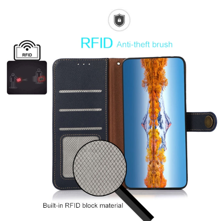 For Nokia X30 5G KHAZNEH Custer Genuine Leather RFID Phone Case(Blue) - free shipping - PMC TechLife - Order now!