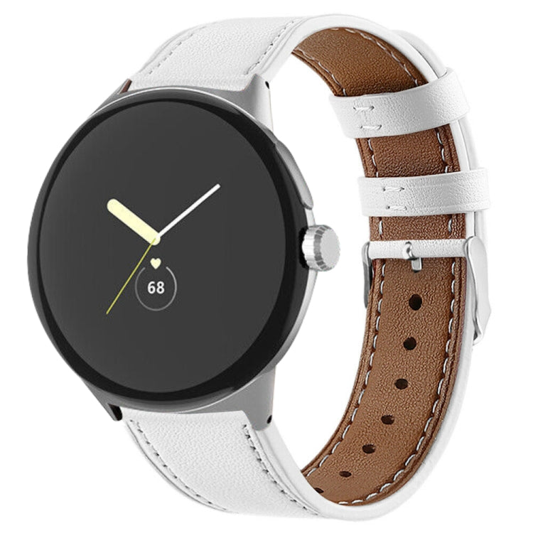 For Google Pixel Watch 1 / 2 / 3 41mm Round Tail Genuine Leather Watch Band(White) - free shipping - PMC TechLife - Order now!