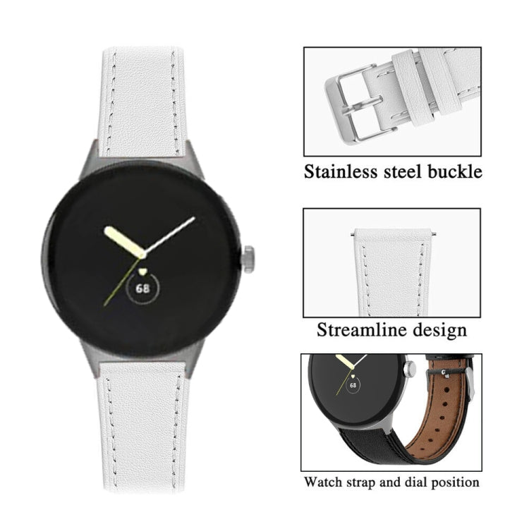 For Google Pixel Watch 1 / 2 / 3 41mm Round Tail Genuine Leather Watch Band(White) - free shipping - PMC TechLife - Order now!