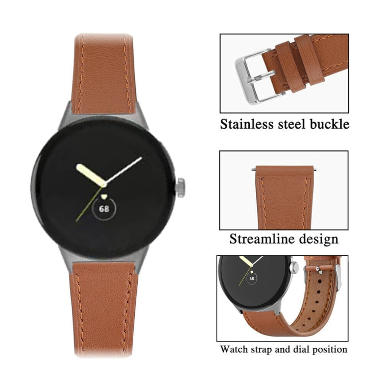 For Google Pixel Watch 1 / 2 / 3 41mm Round Tail Genuine Leather Watch Band(Brown) - free shipping - PMC TechLife - Order now!