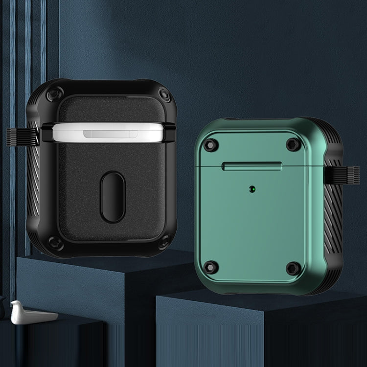 For AirPods 1 / 2 Wing TPU + PC Shockproof Earphone Protective Case(Black Green) - For AirPods 1/2 by PMC Jewellery | Online Shopping South Africa | PMC Jewellery | Buy Now Pay Later Mobicred