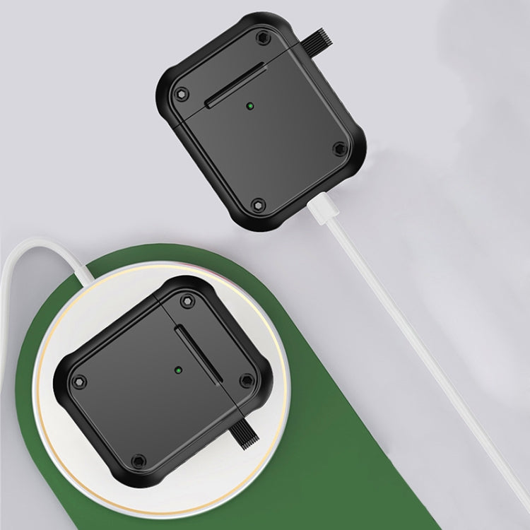 For AirPods 1 / 2 Wing TPU + PC Shockproof Earphone Protective Case(Black Green) - For AirPods 1/2 by PMC Jewellery | Online Shopping South Africa | PMC Jewellery | Buy Now Pay Later Mobicred